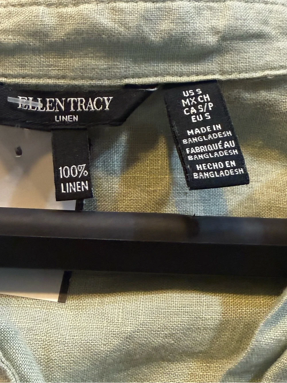 Ellen Tracy 100% Linen Shirt in Light Sage, small